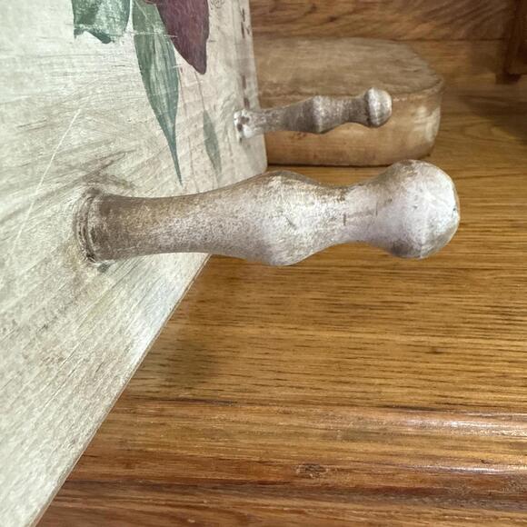 Hand Painted Folk Art Wooden Peg Hanging Coat Towel Rack Country Cottage Farm - Picture 6 of 6